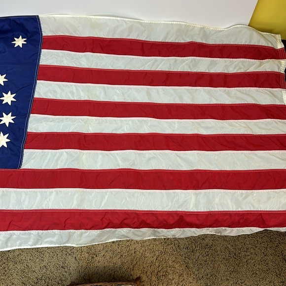 Vtg 1776 76 American USA Nylon Flag Grommets Embroidered Stars and Stripes - Picture 4 of 14